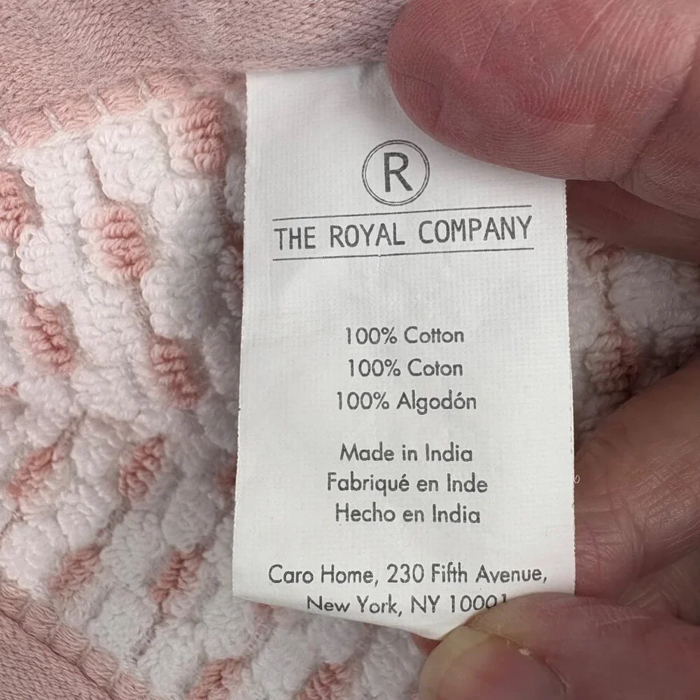 VTG Cotton Waffle Weave Pink White 4 Pc Towel The Royal Company‎ Bath Hand Spa